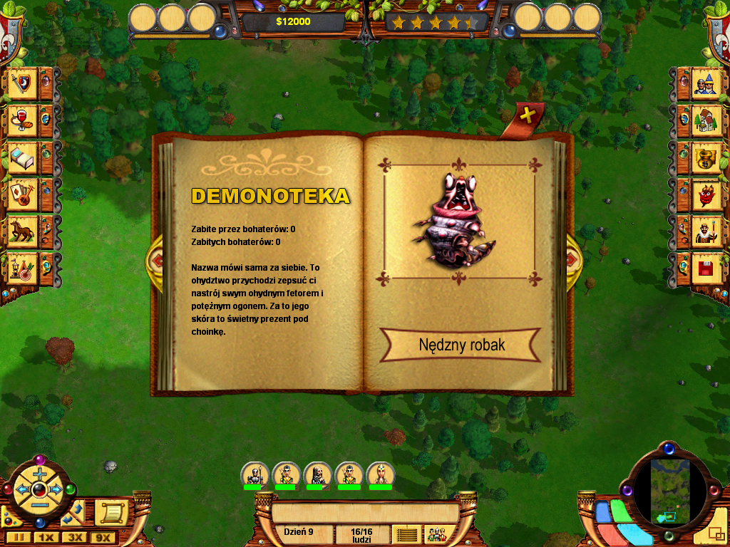 Medieval Conquest (Windows) screenshot: Some flavor text about various types of enemies. (Polish)