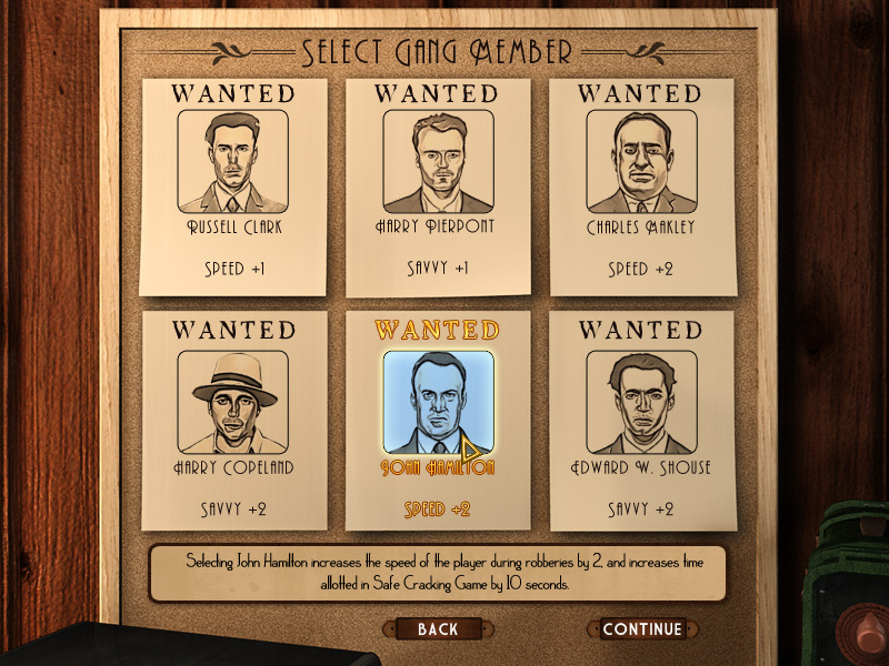 Amazing Heists: Dillinger (Windows) screenshot: Chossing the gang members.