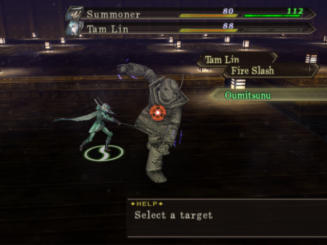 Shin Megami Tensei: Devil Summoner 2 - Raidou Kuzunoha vs. King Abaddon (PlayStation 2) screenshot: Giving a command to the demon.