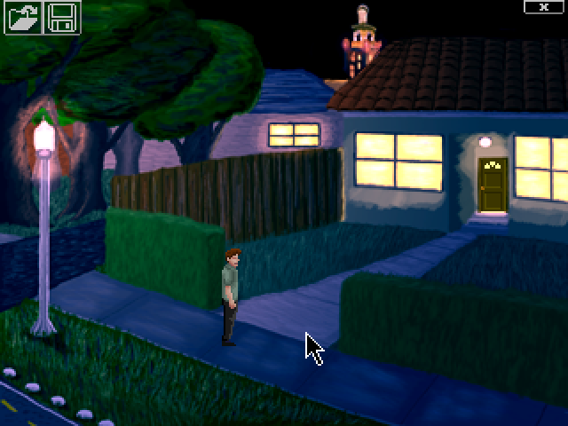 Back Door Man (Windows) screenshot: Outside the house of the next client