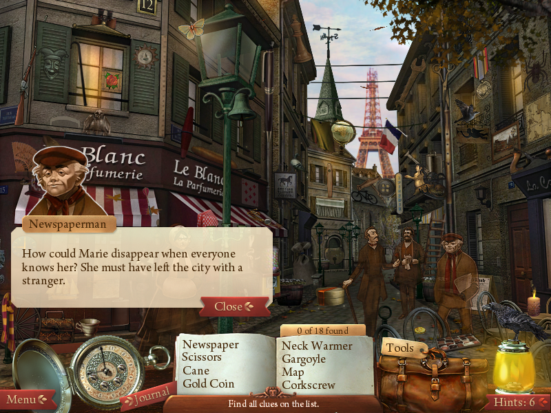 Midnight Mysteries: The Edgar Allan Poe Conspiracy (Windows) screenshot: Talking to the newspaperman.