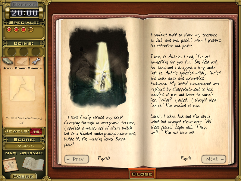 Jewel Quest Mysteries: Trail of the Midnight Heart (Windows) screenshot: Finding a secret chamber