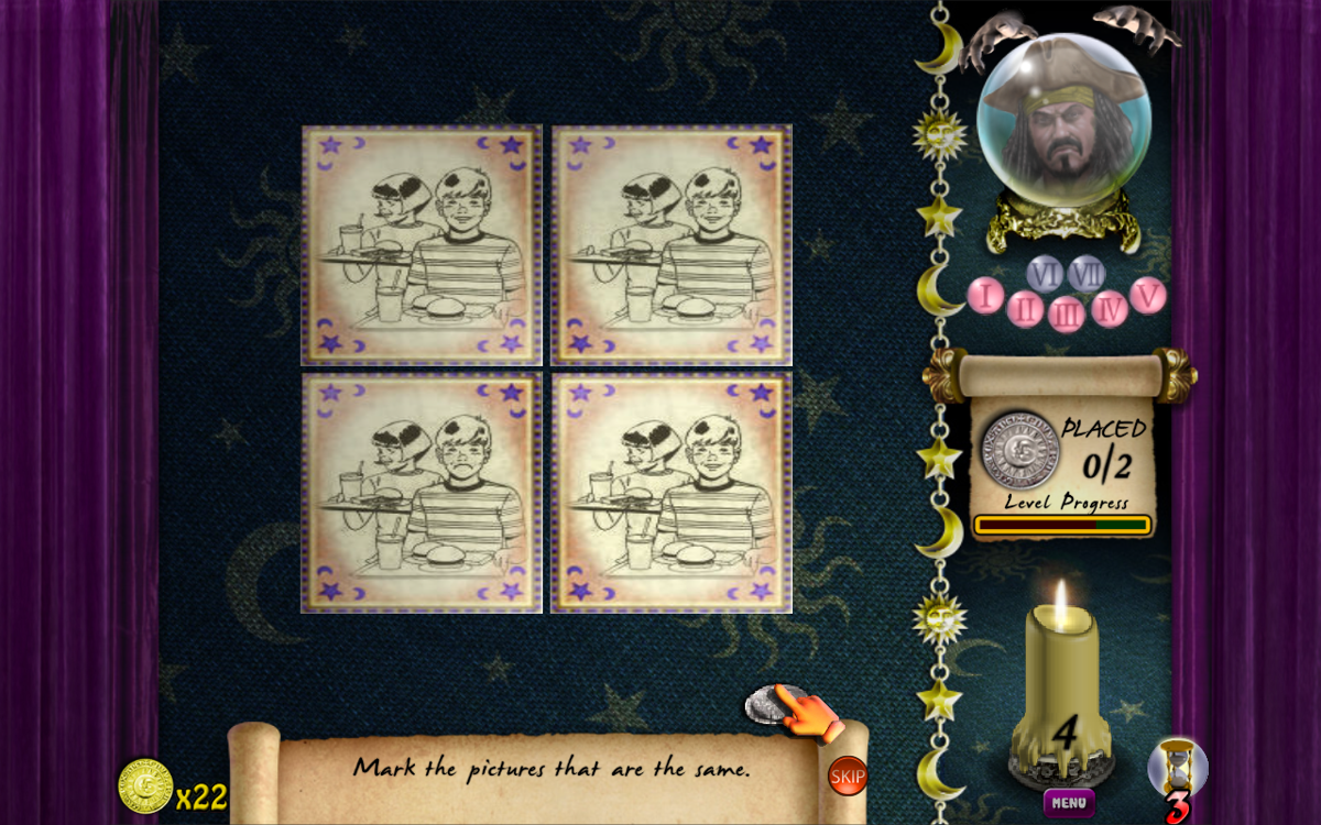 Lost Fortunes (Windows) screenshot: Marking the identical pictures.