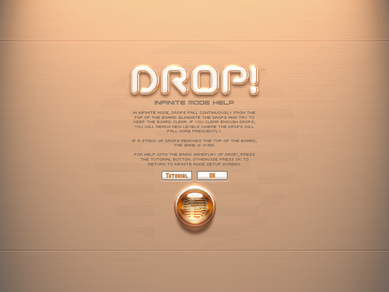 Drop! (Windows) screenshot: A help screen explains the rules after you choose a mode of play.