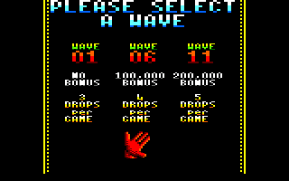 Klax (Amstrad CPC) screenshot: Select starting wave