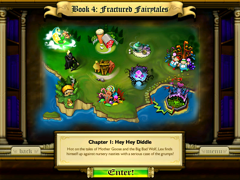 Bookworm Adventures Volume 2 (Windows) screenshot: Map screen