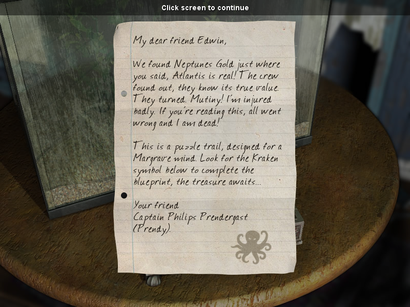 Margrave Manor 2: The Lost Ship (Windows) screenshot: Captain's note