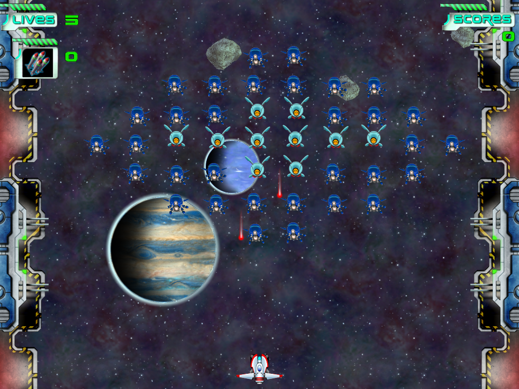 Galaxy Invaders (Windows) screenshot: They're *gasp* shooting at us!