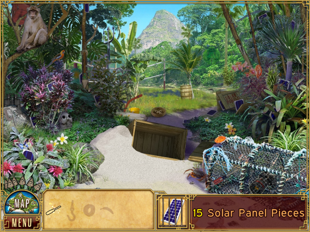 Marooned (Windows) screenshot: Finding solar panel pieces.