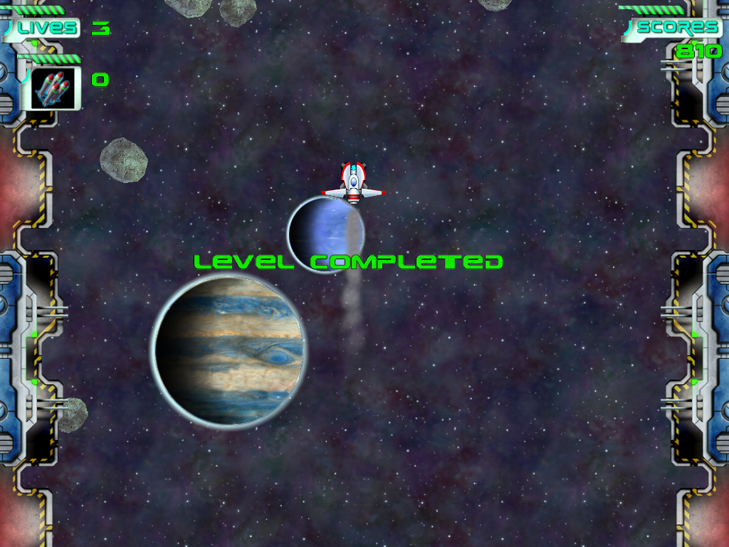 Galaxy Invaders (Windows) screenshot: This screenshot depicts the message "Level Completed".
