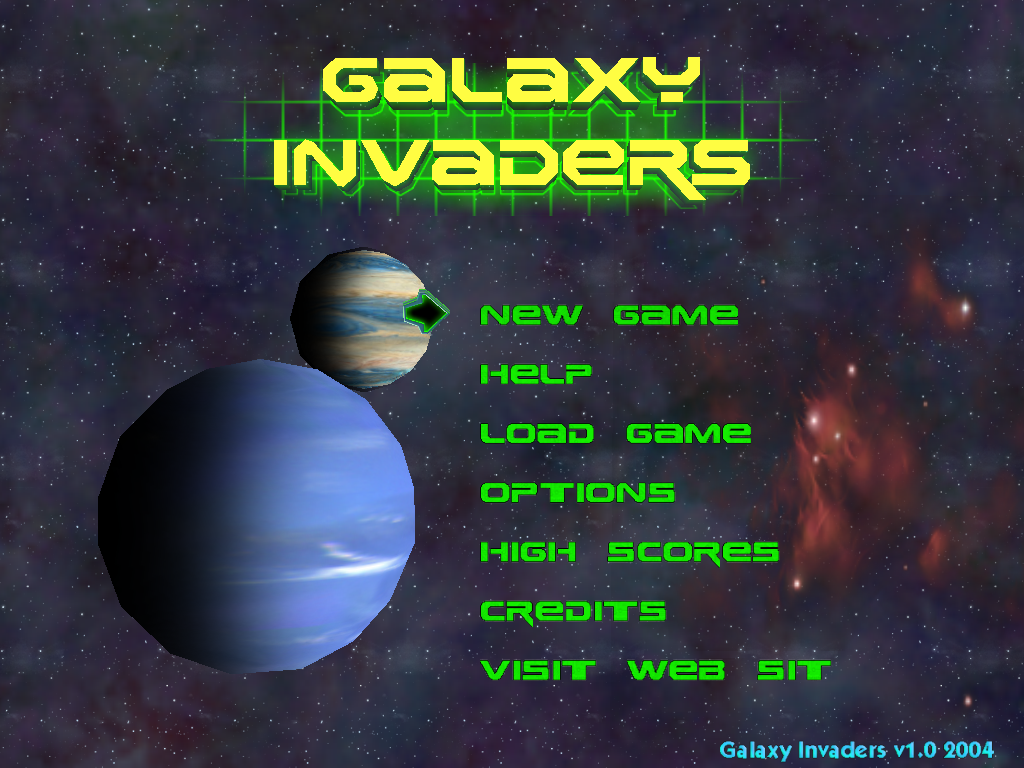 Galaxy Invaders (Windows) screenshot: Main menu