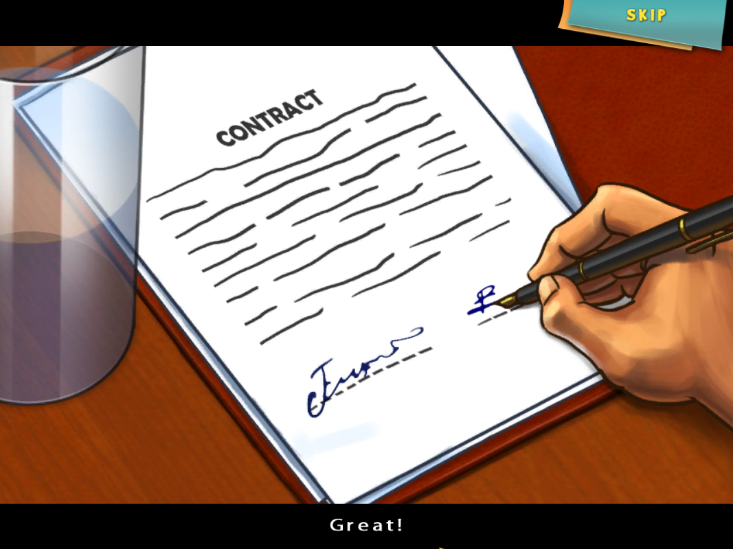 Superior Save (Windows) screenshot: Contract being signed in Amanda's company.
