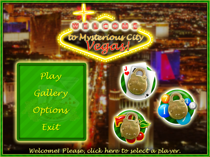 Mysterious City: Vegas (Windows) screenshot: Main menu