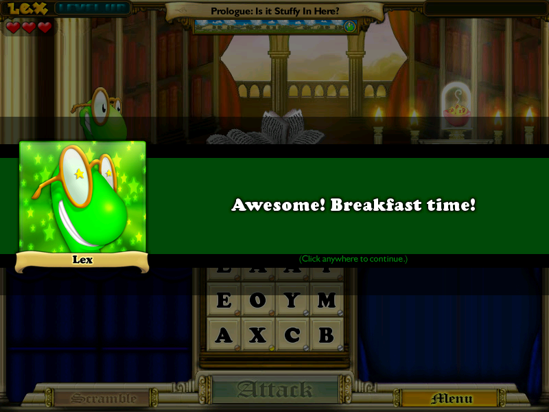 Bookworm Adventures Volume 2 (Windows) screenshot: Breakfast time!