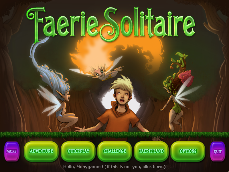 Faerie Solitaire (Windows) screenshot: Main menu