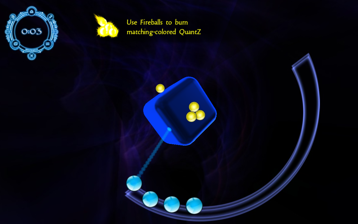 Quantz (Windows) screenshot: Fireball puzzle
