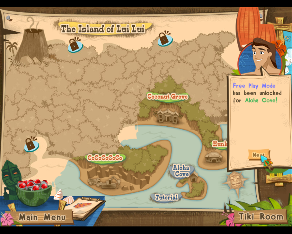 Coconut Queen (Windows) screenshot: Island map