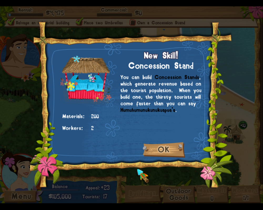 Coconut Queen (Windows) screenshot: Concession stand