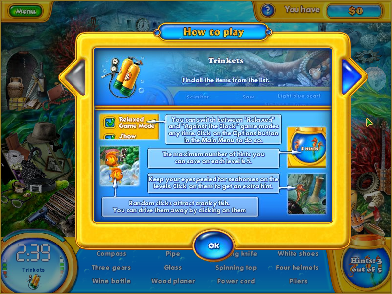 Fishdom H2O: Hidden Odyssey (Windows) screenshot: How to play