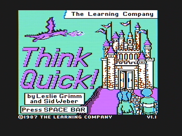 Think Quick! (DOS) screenshot: Title screen (CGA with composite monitor)