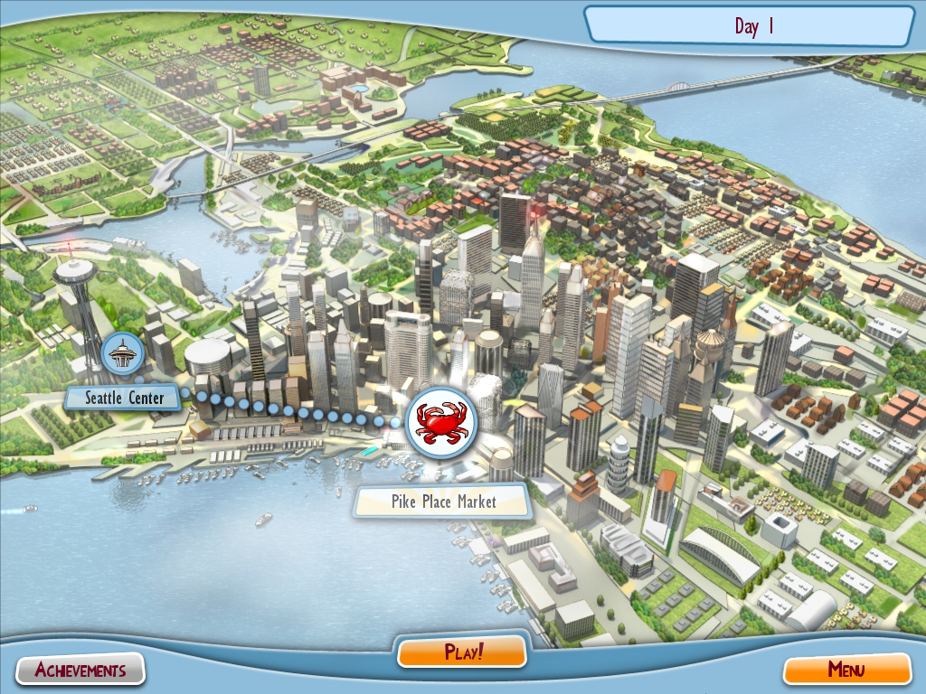 City Sights: Hello, Seattle! (Windows) screenshot: Seattle map