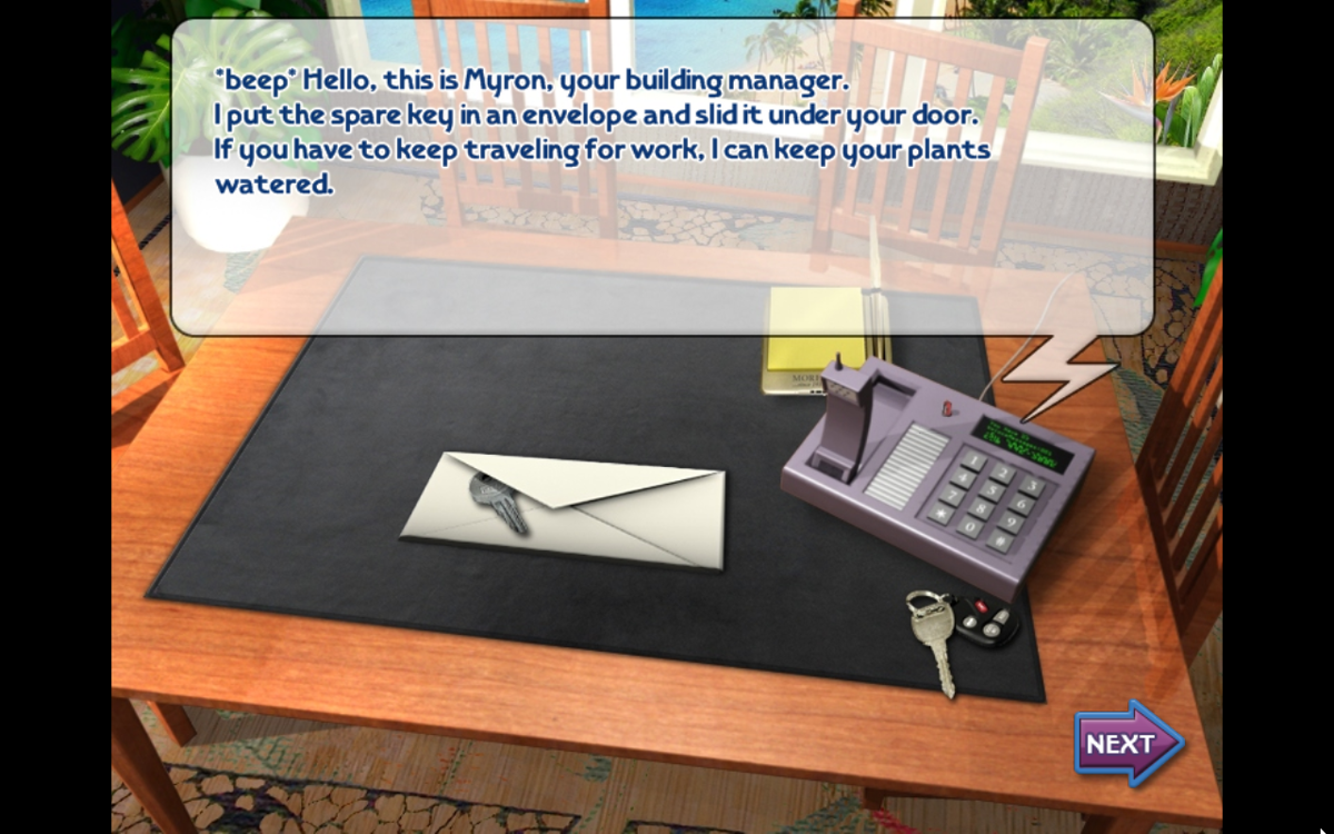 Little Shop: World Traveler (Windows) screenshot: Message from Myron