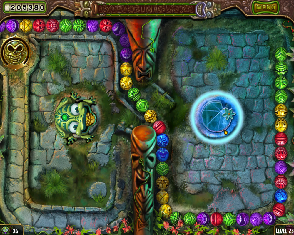 Zuma's Revenge! (Windows) screenshot: Another level with lily pads