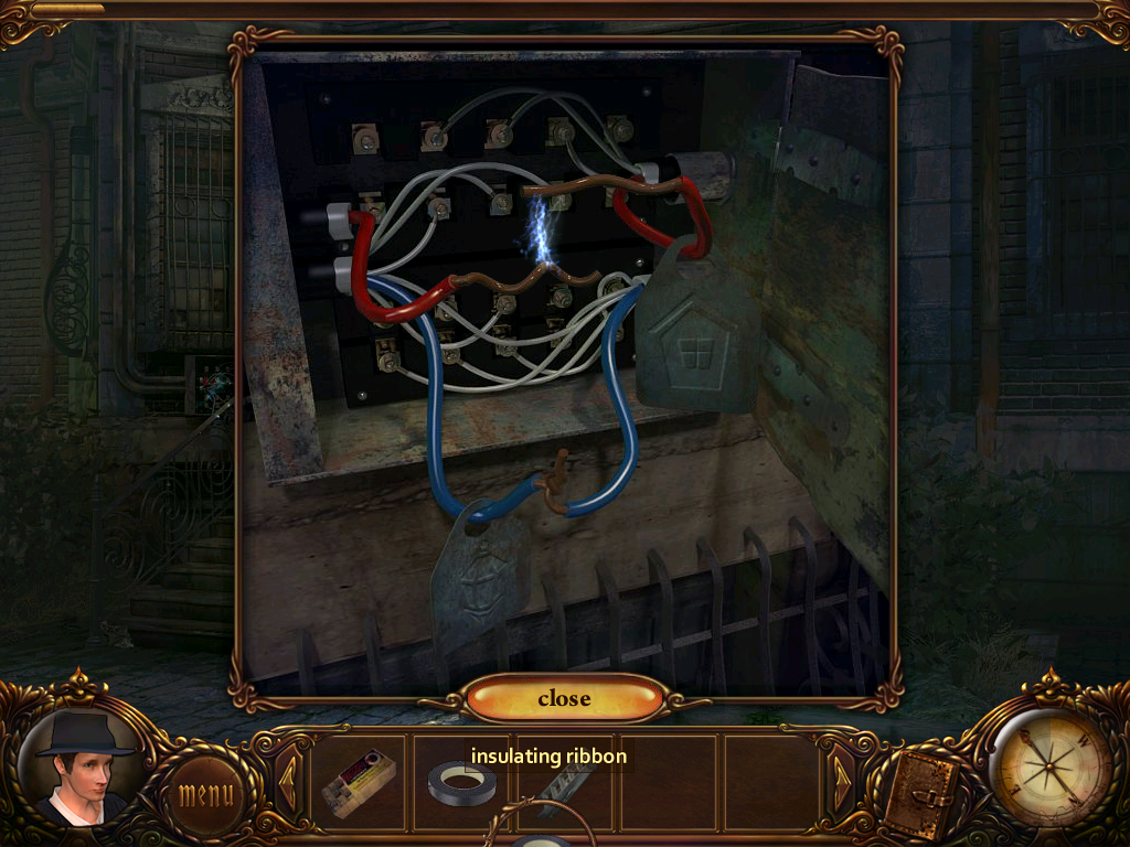 Vampire Saga: Pandora's Box (Windows) screenshot: Insulating the exposed wiring.