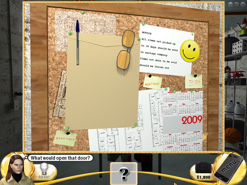 Slingo Mystery: Who's Gold? (Windows) screenshot: Notice board