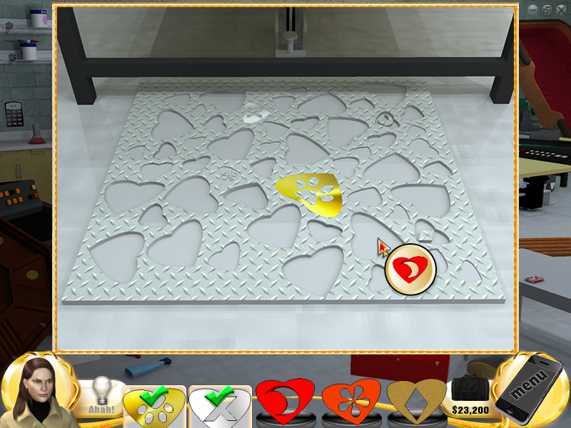 Slingo Mystery: Who's Gold? (Windows) screenshot: Heart shapes puzzle