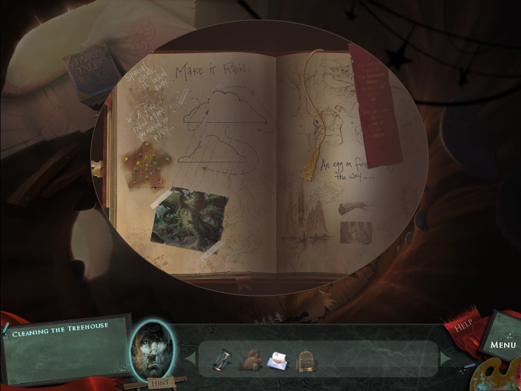 Drawn: The Painted Tower (Windows) screenshot: Iris has left instructions behind to help with the puzzles.