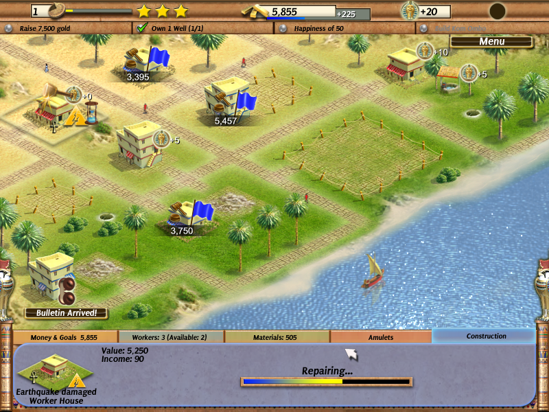 Empire Builder: Ancient Egypt (Windows) screenshot: Repairing a house.
