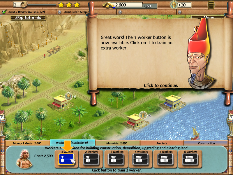 Empire Builder: Ancient Egypt (Windows) screenshot: Training workers.