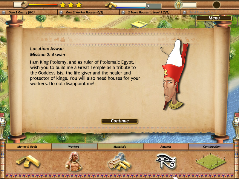 Empire Builder: Ancient Egypt (Windows) screenshot: King Ptolemey