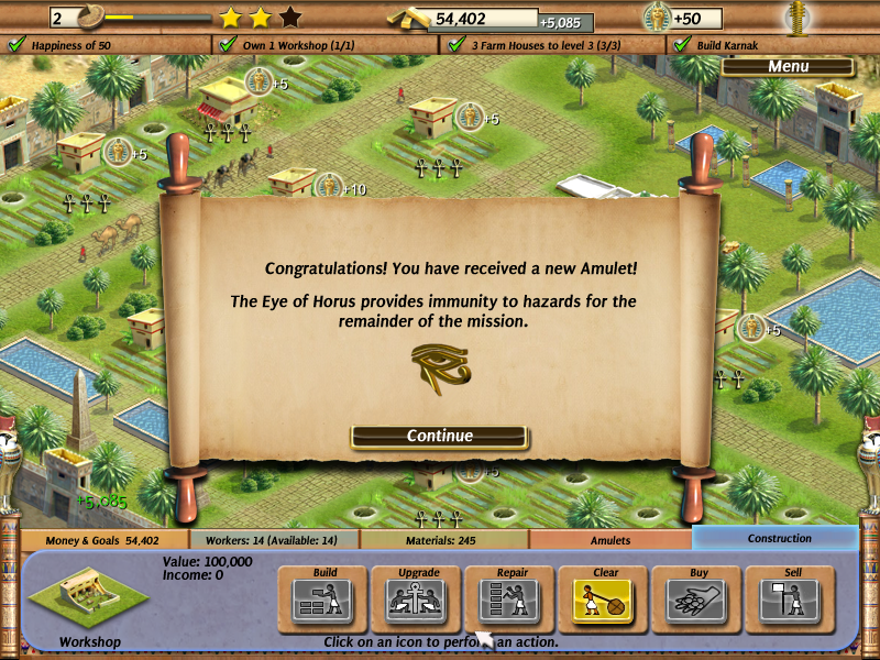Empire Builder: Ancient Egypt (Windows) screenshot: Eye of Horus amulet
