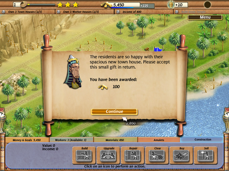 Empire Builder: Ancient Egypt (Windows) screenshot: Gold gift