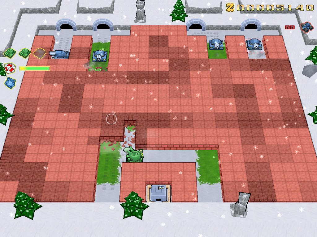 Armada Tanks (Windows) screenshot: On this map you have to dig your way through the walls..