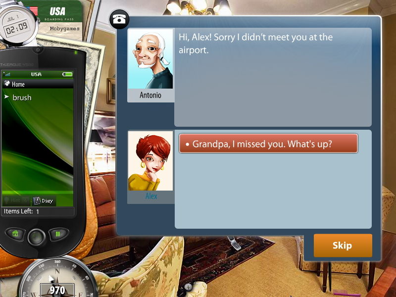 Travel League: The Missing Jewels (Windows) screenshot: Talking to Grandpa.