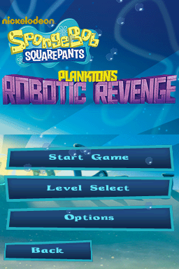 SpongeBob SquarePants: Plankton's Robotic Revenge (Nintendo DS) screenshot: Menu