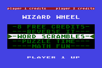 Professor I.Q. (Atari 8-bit) screenshot: Spinning the Wizard Wheel