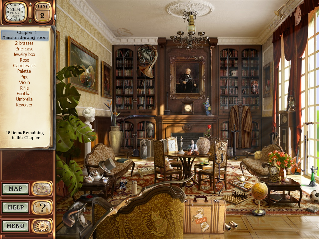 Agatha Christie: Dead Man's Folly (Windows) screenshot: Mansion drawing room