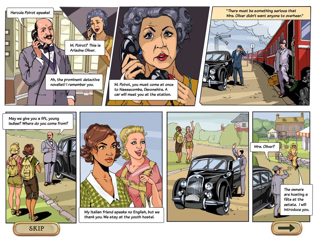 Agatha Christie: Dead Man's Folly (Windows) screenshot: Poirot being hired for the case.