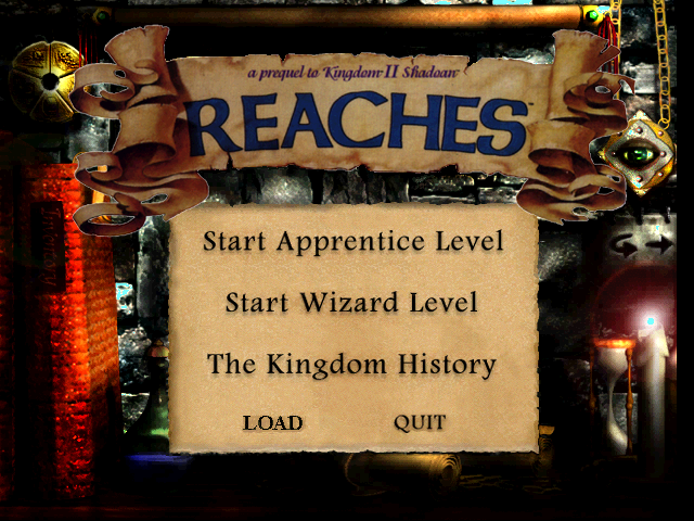 Kingdom: The Far Reaches (Windows) screenshot: Start menu. Notice two levels of difficulty!
