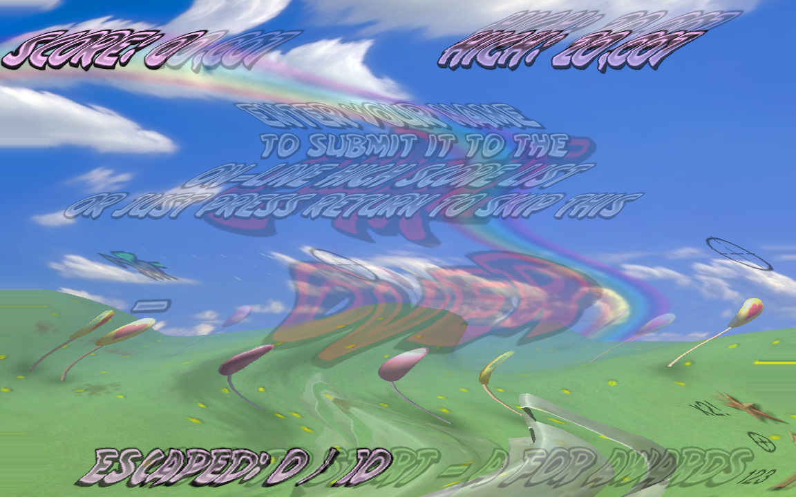 The Magical Flying Pink Pony Game (Macintosh) screenshot: Starting a new game after a loss causes the screen to clear itself in dreamy waves.