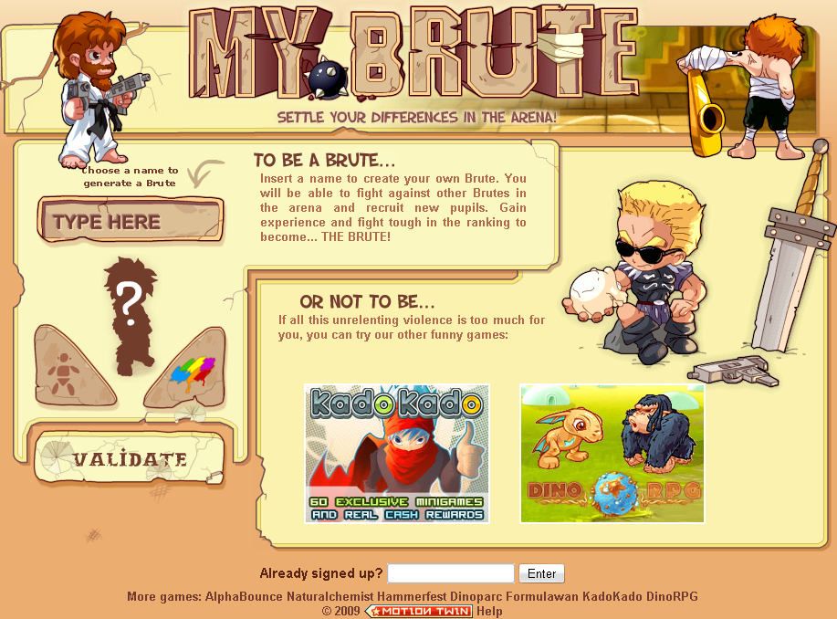 My Brute (Browser) screenshot: Start screen