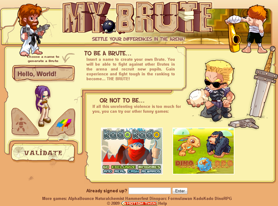 My Brute (Browser) screenshot: Generating a new character