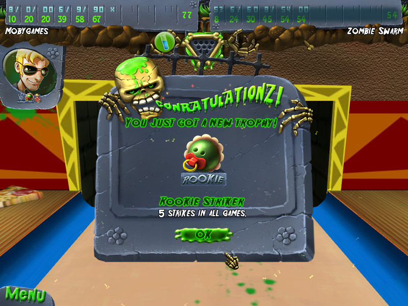 Zombie Bowl-O-Rama (Windows) screenshot: Rookie Striker trophy