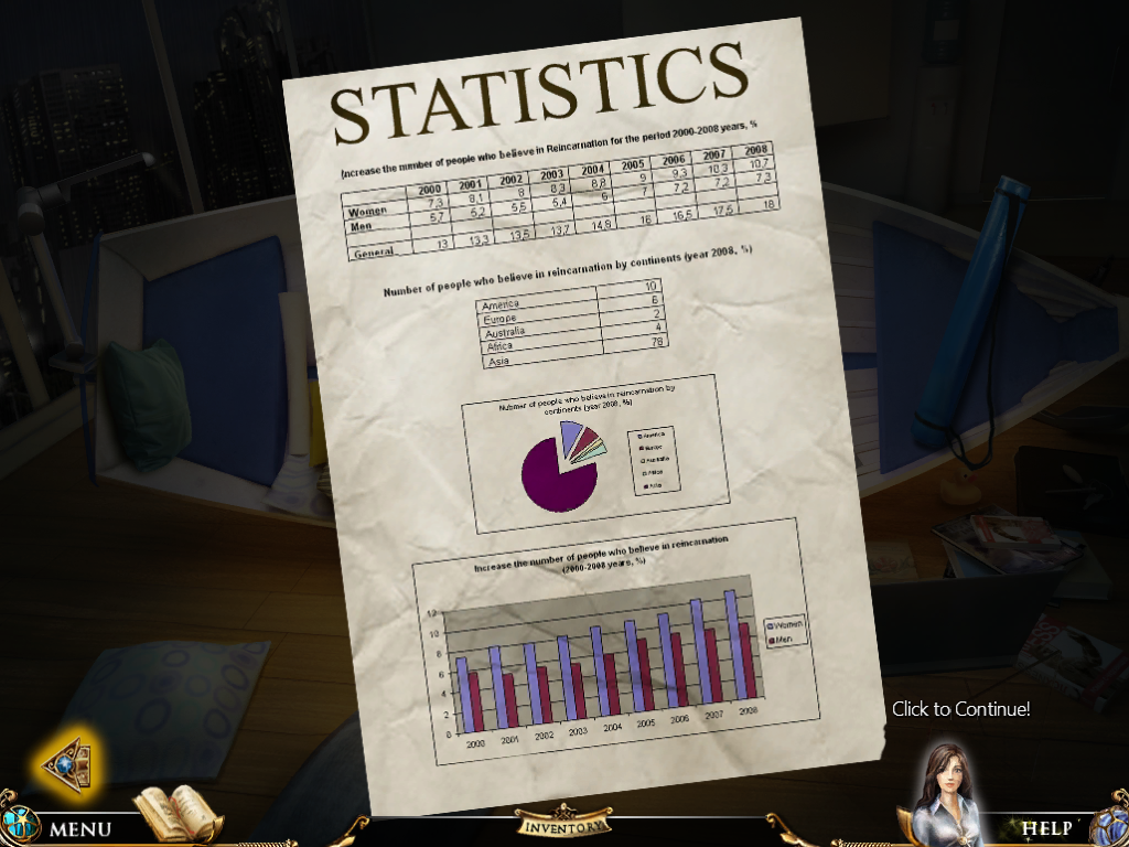 Reincarnations: Awakening (Windows) screenshot: Statistics