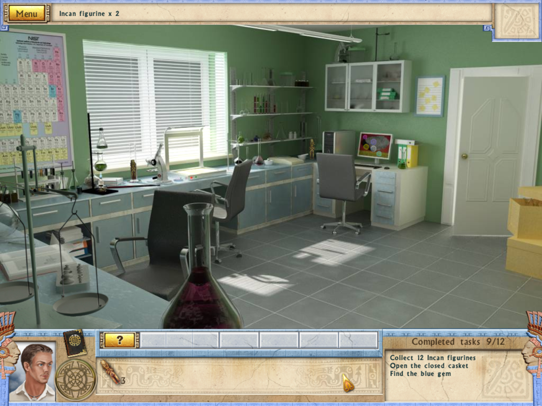 Alabama Smith in the Quest of Fate (Windows) screenshot: Laboratory