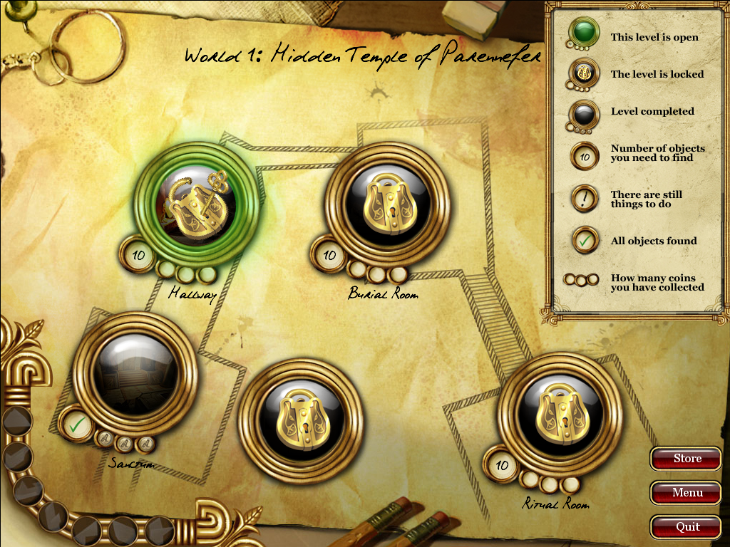 Curse of the Pharaoh: Tears of Sekhmet (Windows) screenshot: Map screen
